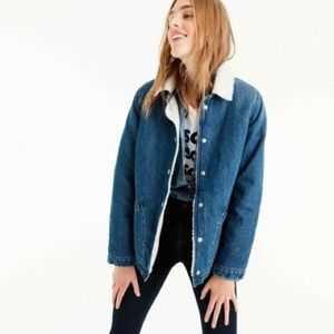 J. Crew Denim Sherpa Swing Jacket — Size Medium